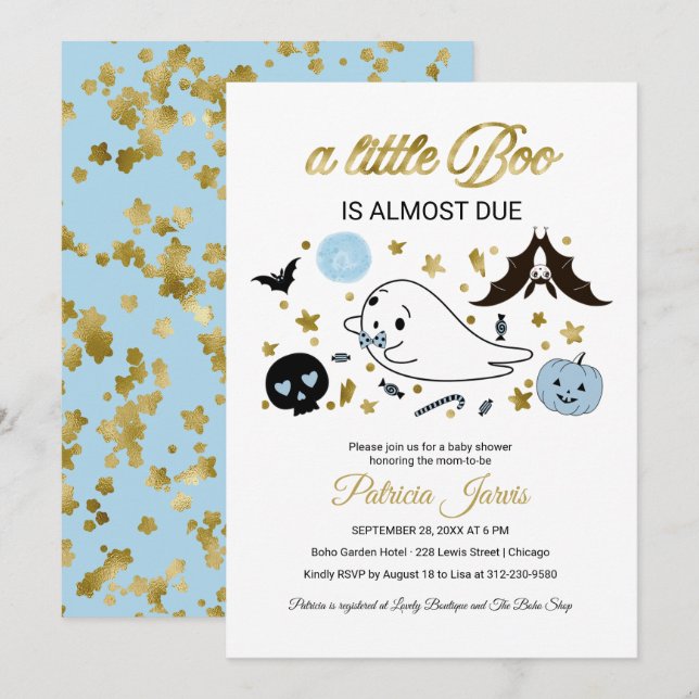 Little Boo Halloween Baby Shower Invitation (Front/Back)