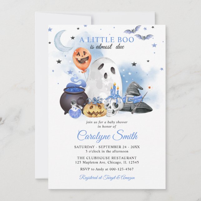 Little Boo Halloween Baby Shower Invitation (Front)