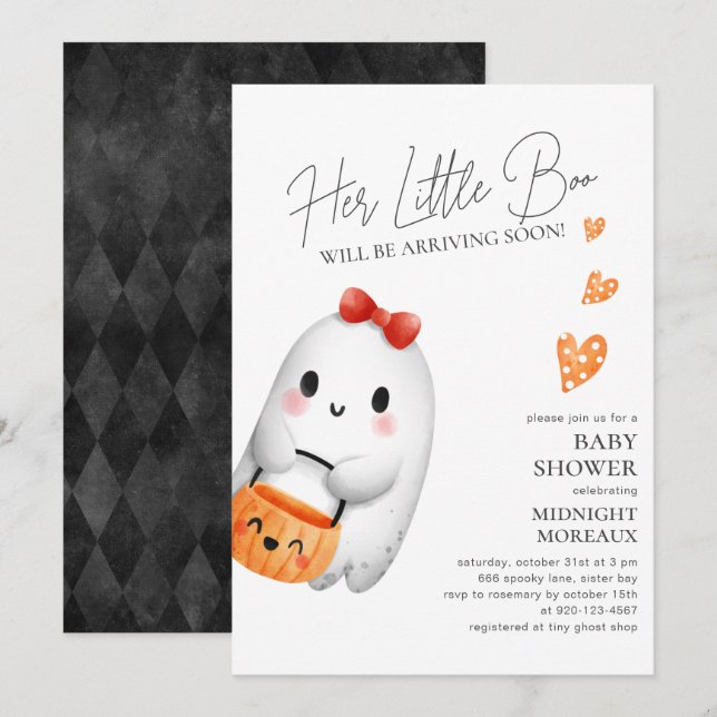 Little Boo Halloween Baby Shower Invitation (Front/Back)