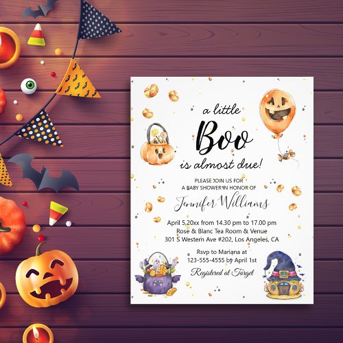little boo halloween baby shower invitation flyer