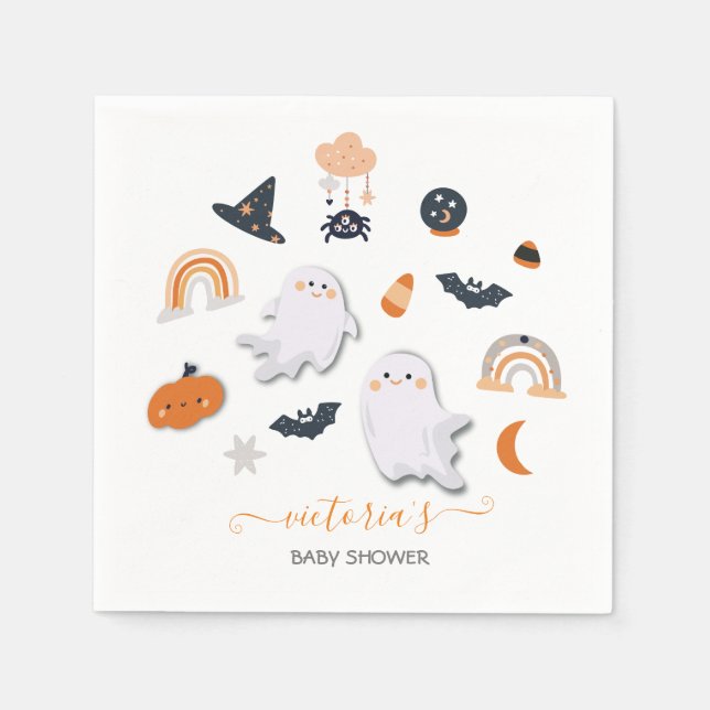 Little Boo Halloween Baby Shower Napkins (Front)