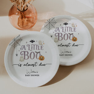 Little Boo Halloween Baby Shower Paper Plates