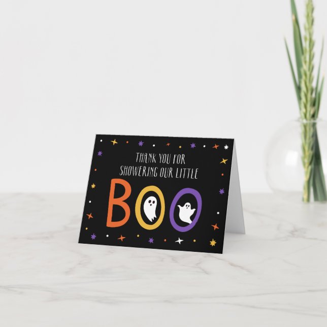 Little Boo Halloween Baby Shower Thank You Card (Front)