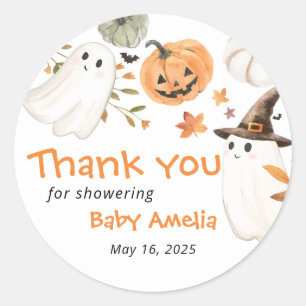 Little Boo Halloween Baby Shower Thank You Favor Classic Round Sticker