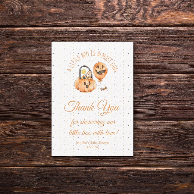 little boo, halloween baby shower thank you orange note card (Creator Uploaded)