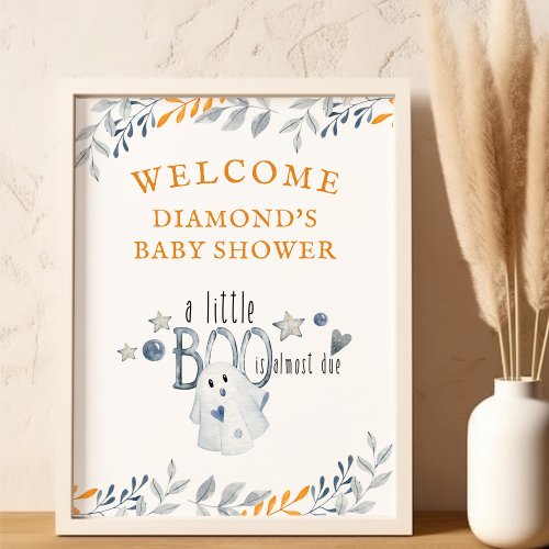 Little Boo Halloween Baby Shower Welcome Poster