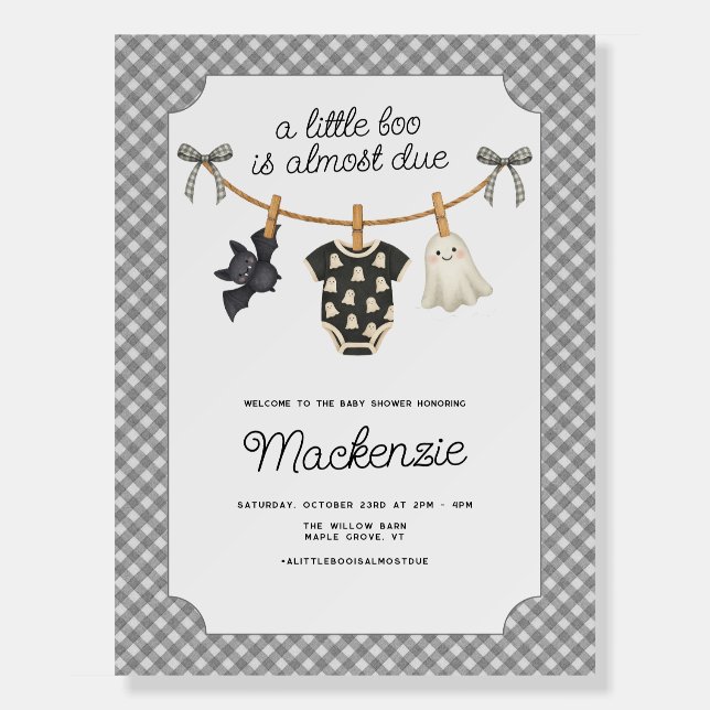 Little Boo Halloween Baby Shower Welcome Sign (Front)