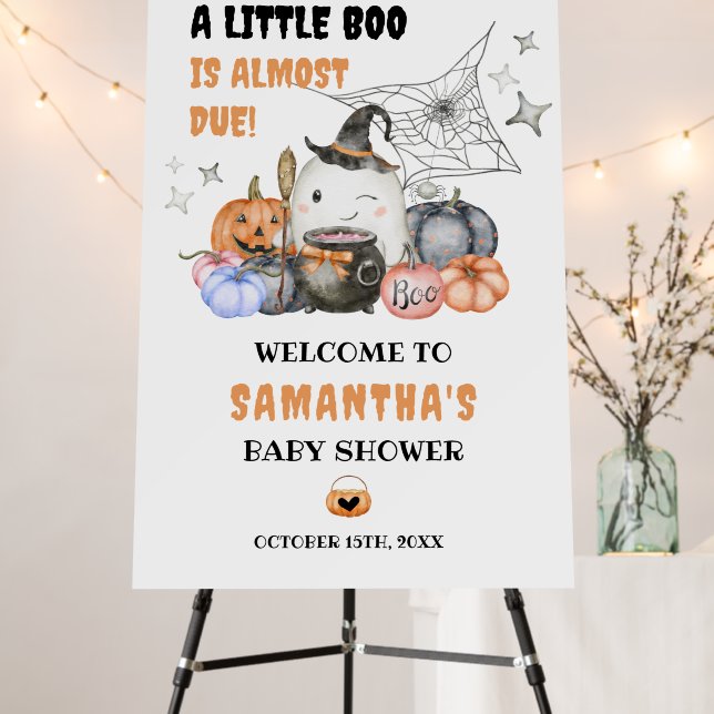 Little Boo Halloween Baby Shower Welcome Sign (In Situ (Stand))
