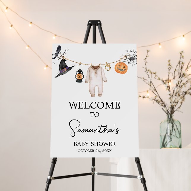 Little Boo Halloween Baby Shower Welcome Sign (In Situ (Stand))