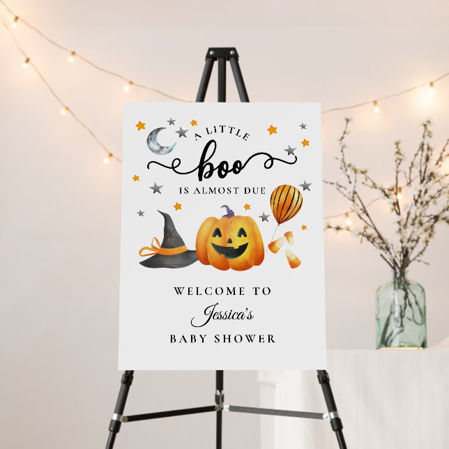 Little Boo Halloween Baby Shower Welcome Sign (In Situ (Stand))