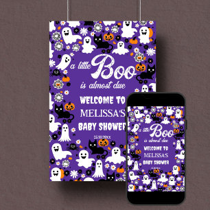 Little boo Halloween baby shower welcome sign