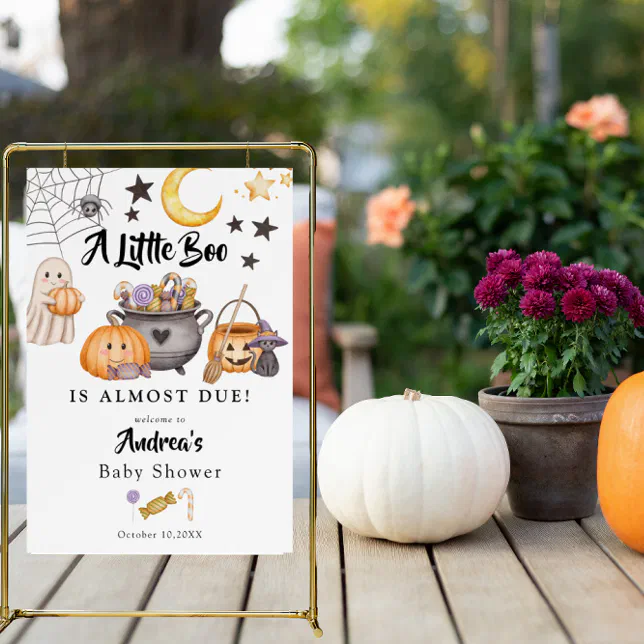 Little Boo Halloween Baby Shower Welcome Sign | Zazzle