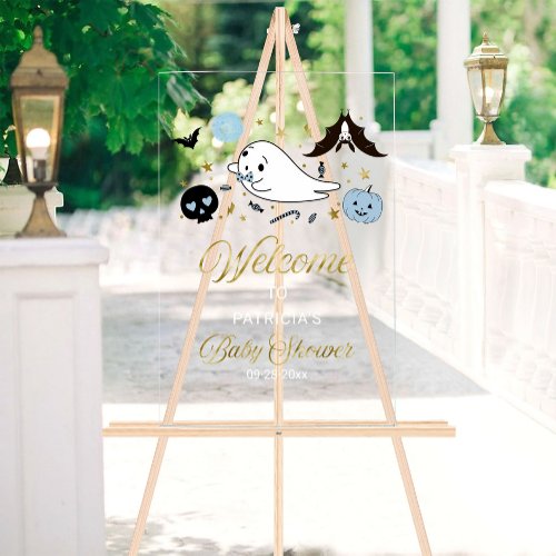 Little Boo Halloween Baby Shower Welcome Sign