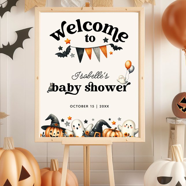 Little Boo Halloween Baby Shower Welcome Sign (Little Boo Halloween Baby Shower Welcome Sign)