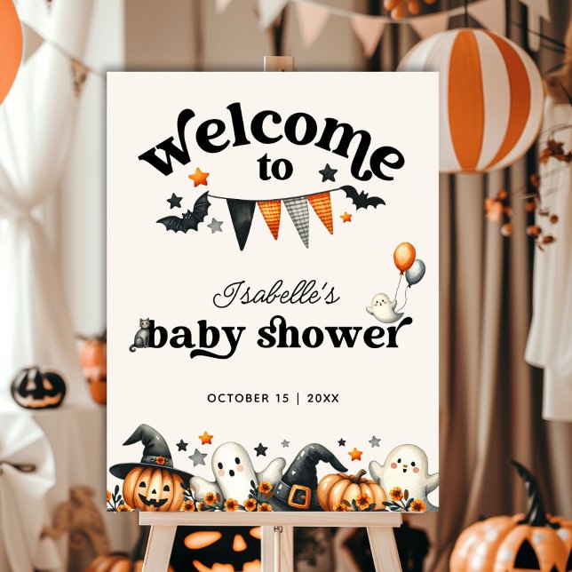 Little Boo Halloween Baby Shower Welcome Sign (Little Boo Halloween Baby Shower Welcome Sign)