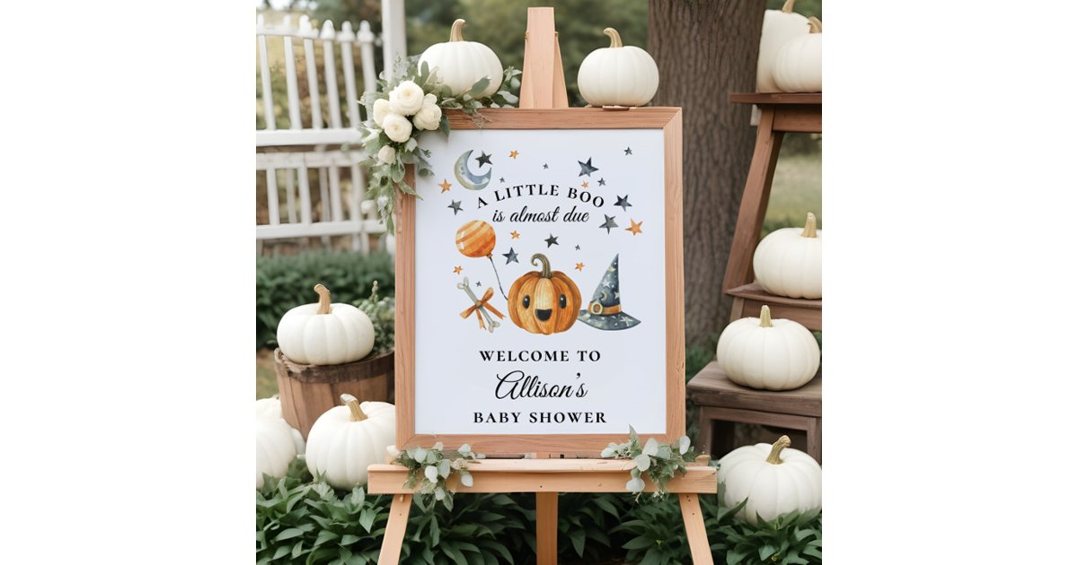 Little Boo Halloween Baby Shower Welcome Sign | Zazzle