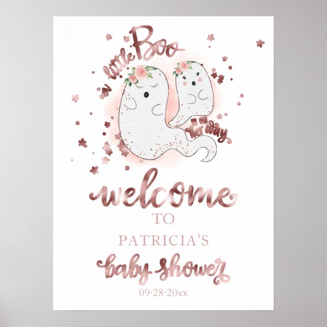 Little Boo Halloween Baby Shower Welcome Sign  (Front)
