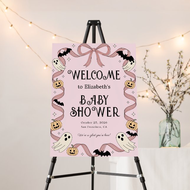 Little Boo Halloween Baby Shower Welcome Sign (In Situ (Stand))