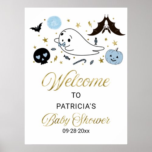 Little Boo Halloween Baby Shower Welcome Sign 
