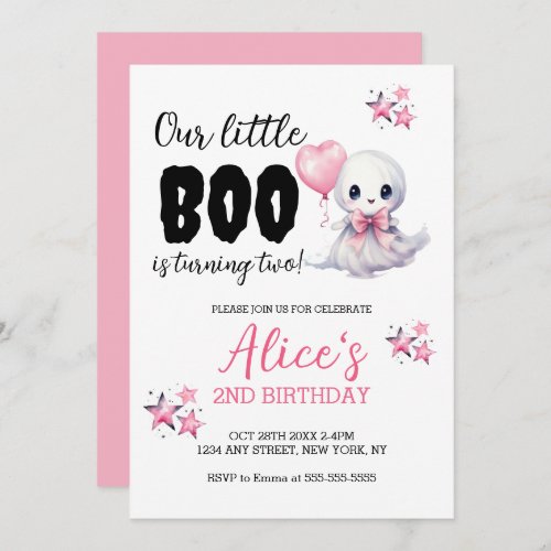 Little Boo Halloween Birthday Girl Invitation