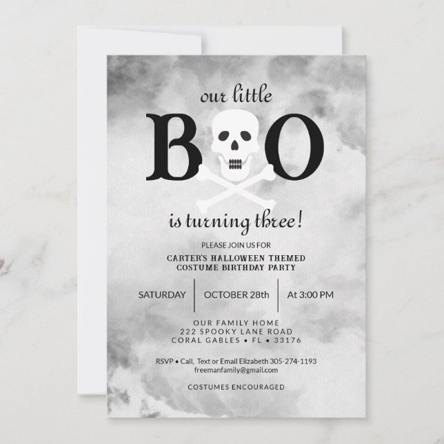 Little Boo Halloween Birthday Invitation (Front)