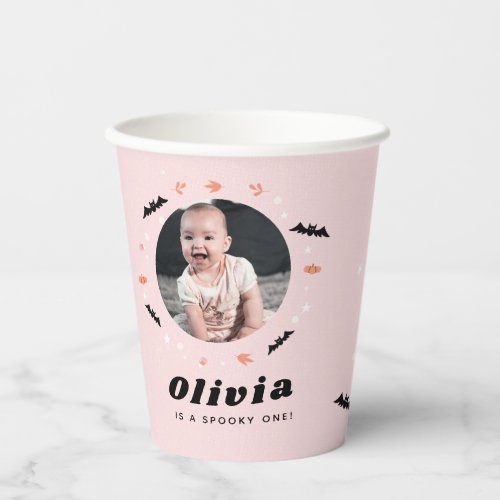 Little Boo Halloween Birthday photo pink  Paper Cups