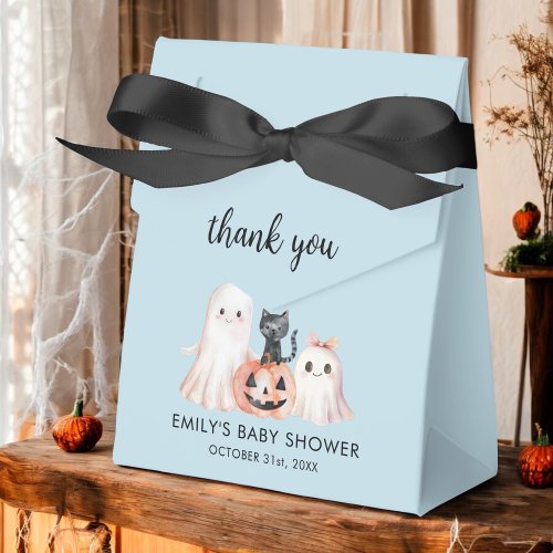 Little Boo Halloween Blue Baby Shower Favor Boxes