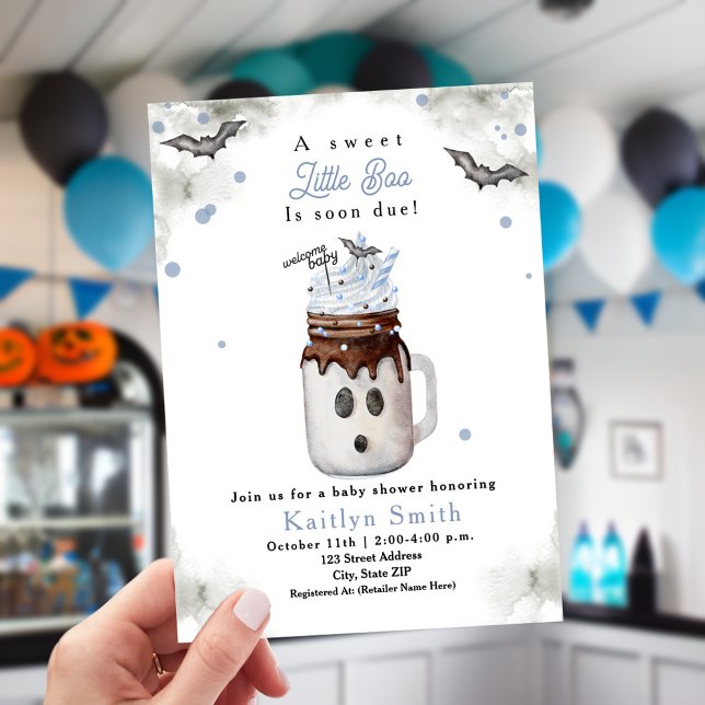 Little Boo Halloween Blue Milkshake Baby Shower Invitation (Creator Uploaded)