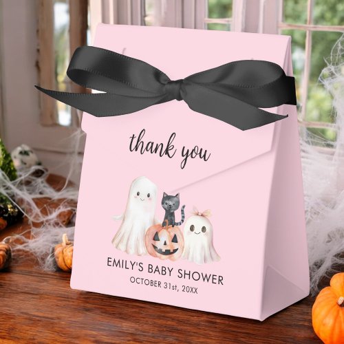 Little Boo Halloween Blush Pink Baby Shower Favor Boxes