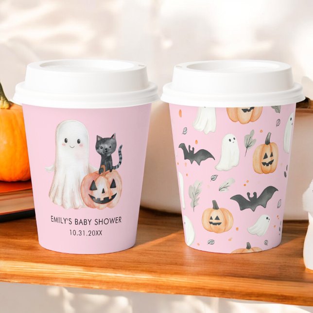 Little Boo Halloween Blush Pink Baby Shower Paper Cups (Creator Uploaded)