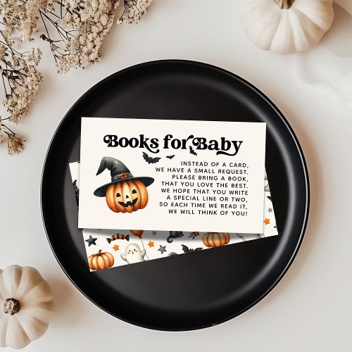 Little Boo Halloween Books for Baby Shower Enclosure Card
