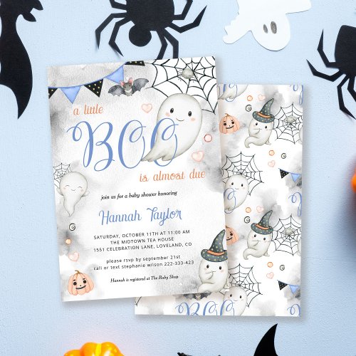 Little Boo Halloween Boy Boy Ghost Baby Shower Invitation