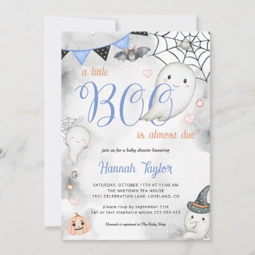 Little Boo Halloween Boy Boy Ghost Baby Shower Invitation | Zazzle