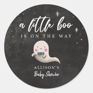 Little Boo Halloween Boy Ghost Baby Shower Classic Round Sticker