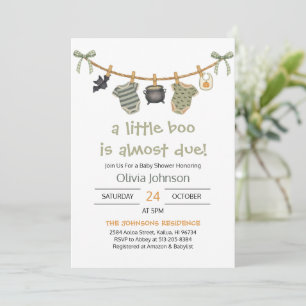 Little Boo Halloween Clothes Baby Shower Invitation