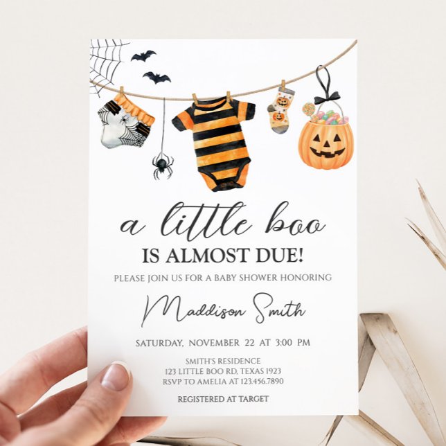 Little Boo Halloween Clothesline Baby Shower Invitation (Little Boo Halloween Clothesline Baby Shower Invitaiton)