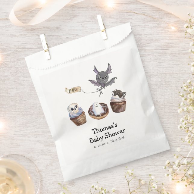 Little Boo Halloween cupcake Baby Shower Favor Bag (Clipped)