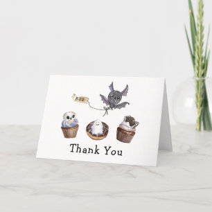 Little Boo Halloween cupcake Baby Shower Letterpress Thank You Card
