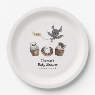 Little Boo Halloween cupcake Baby Shower Paper Plates
