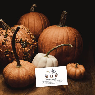 Little Boo Halloween cupcake Books For Baby Shower Enclosure Card
