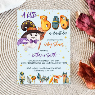 Little boo Halloween cute baby ghost baby shower Invitation