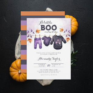 Little Boo Halloween Fall October Baby Girl Shower Invitation