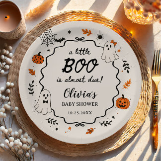Little Boo Halloween Ghost Baby Shower Paper Plates
