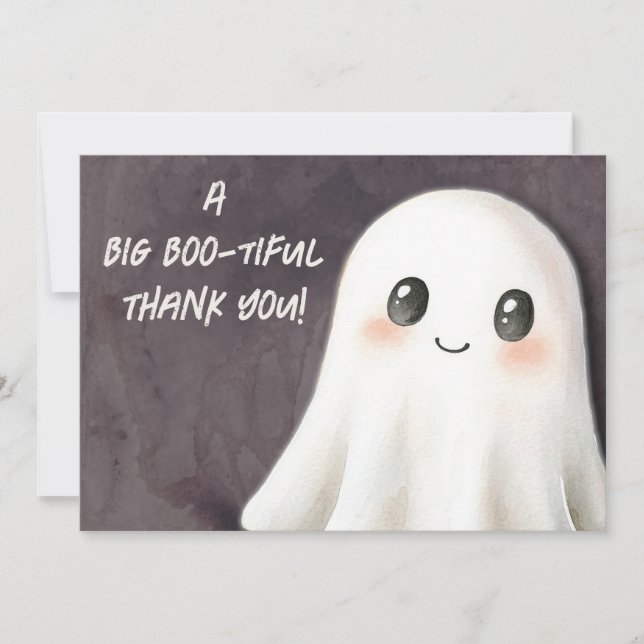 Little Boo Halloween Ghost Baby Shower Thank You Card (Front)