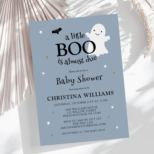 Little Boo Halloween Ghost Boy Baby Shower Invitation