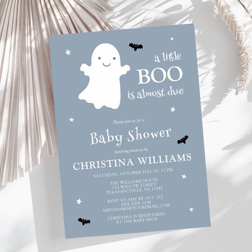 Little Boo Halloween Ghost Boy Baby Shower Invitation