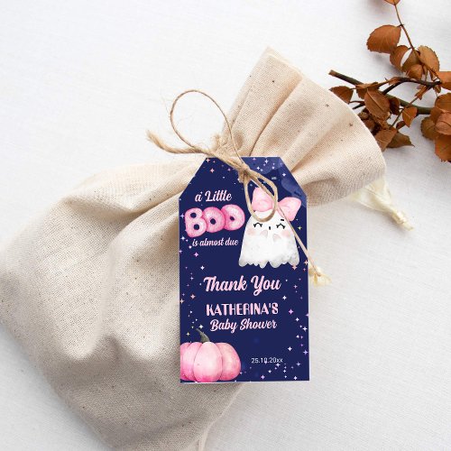 Little boo Halloween ghost girl baby shower favor Gift Tags