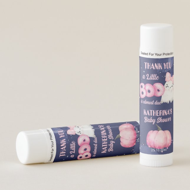 Little boo Halloween ghost girl baby shower favor Lip Balm (Front)