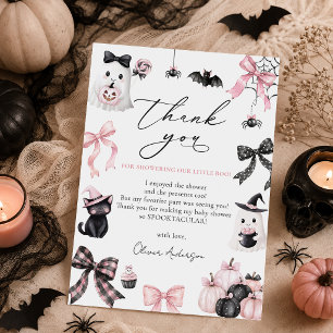 Little Boo Halloween ghost girl Baby Shower Thank You Card