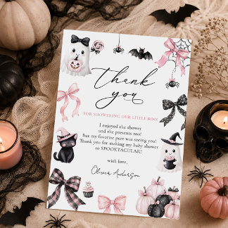 Little Boo Halloween ghost girl Baby Shower Thank You Card